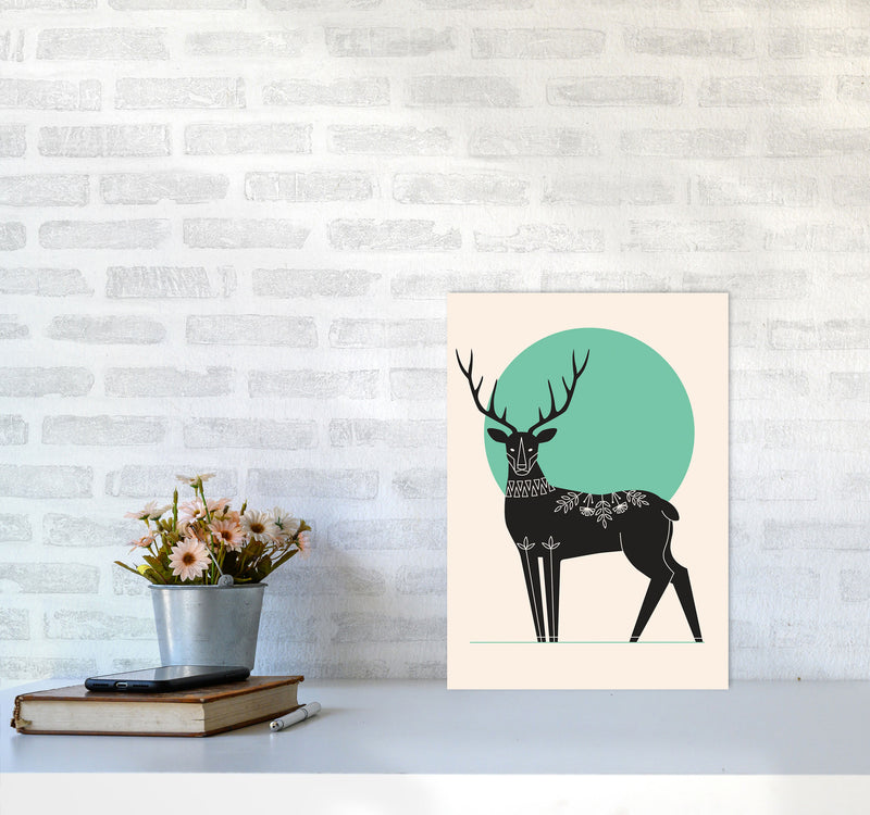 Moonlight Deer Art Print by Jason Stanley A3 Black Frame