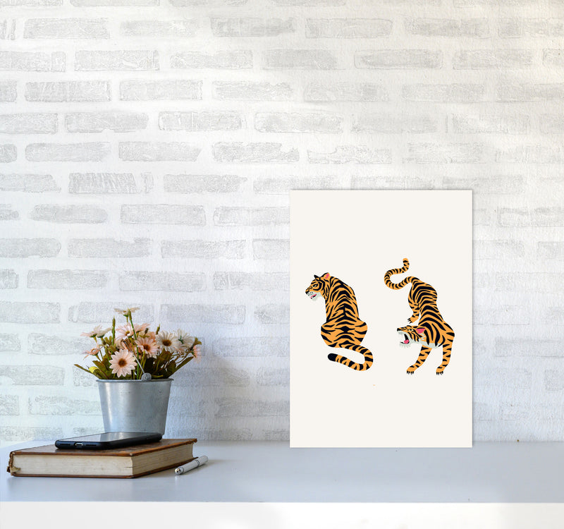 The Two Tigers Art Print by Jason Stanley A3 Black Frame