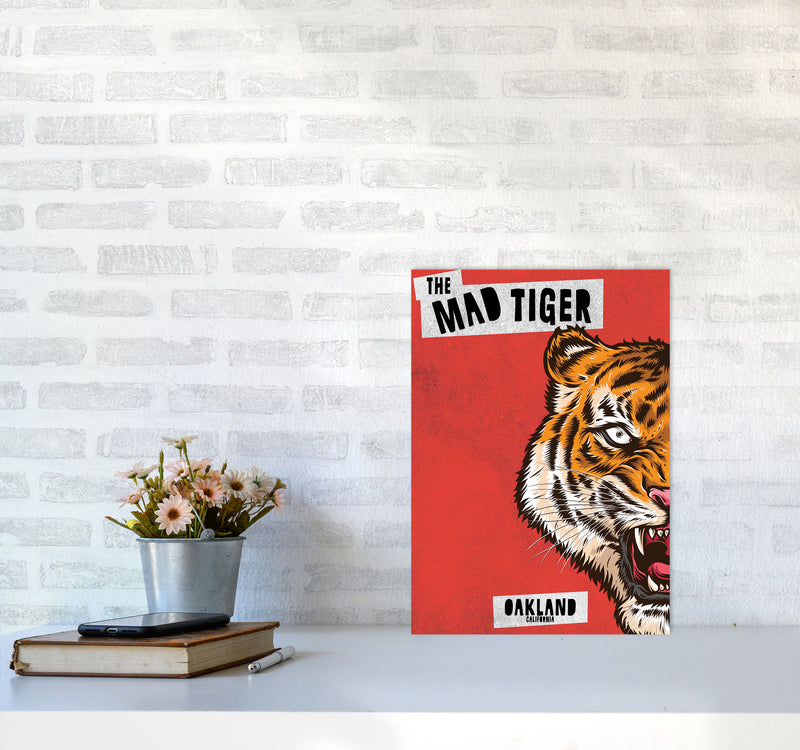 The Mad Tiger Art Print by Jason Stanley A3 Black Frame