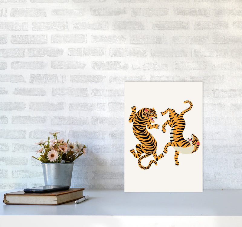 Two Tigers Art Print by Jason Stanley A3 Black Frame