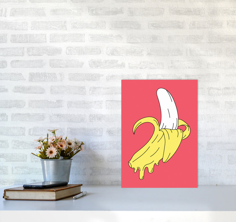 Melting Pink Banana Art Print by Jason Stanley A3 Black Frame