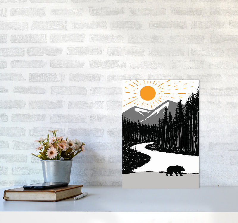 Bear By The River Art Print by Jason Stanley A3 Black Frame