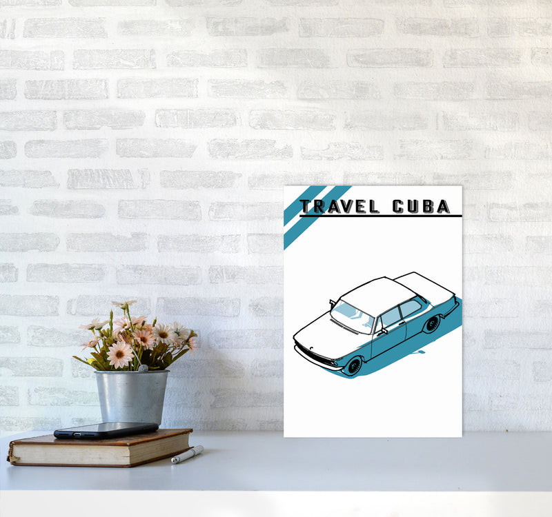 Travel Cuba Blue Car Art Print by Jason Stanley A3 Black Frame