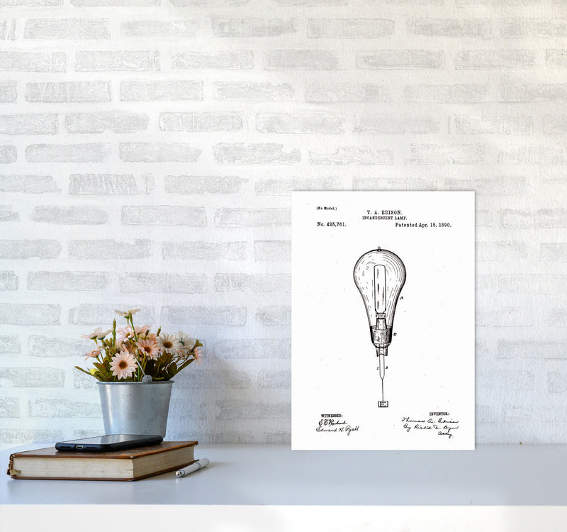Incandescent Light Bulb Patent Art Print by Jason Stanley A3 Black Frame