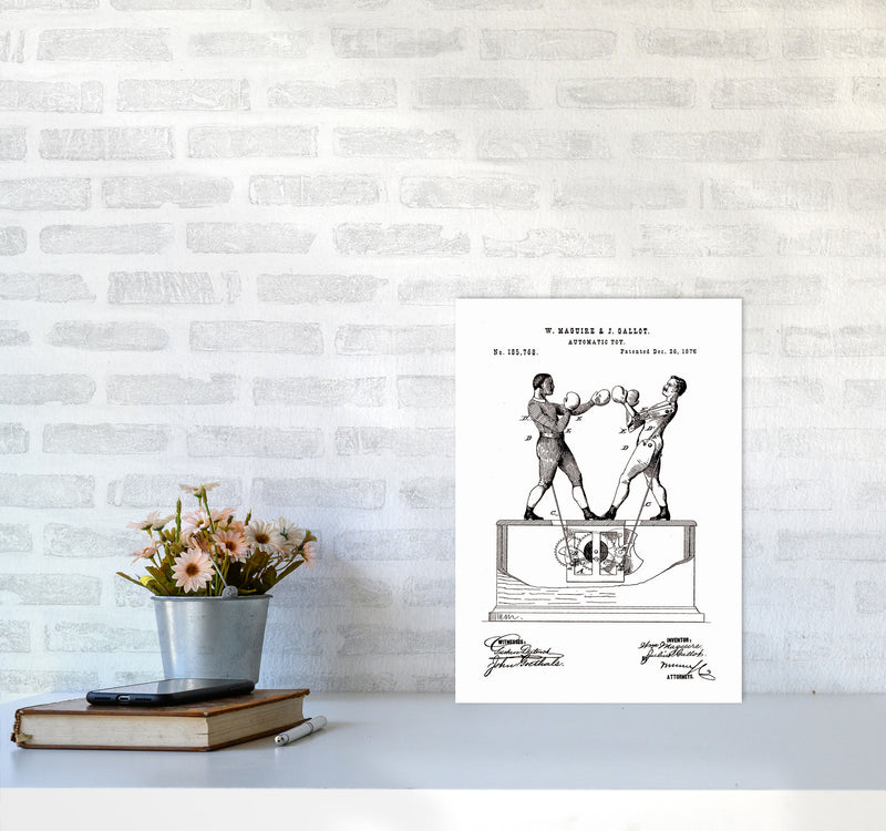 Automatic Boxing Toy Patent Art Print by Jason Stanley A3 Black Frame