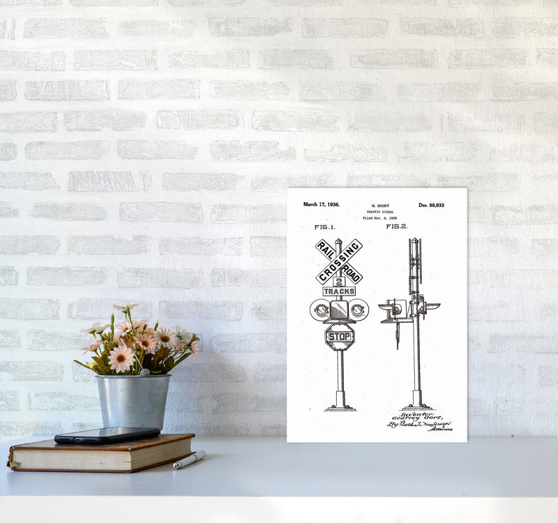 Rail Road Crossing Sign Patent Art Print by Jason Stanley A3 Black Frame