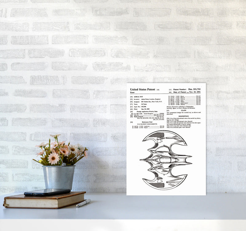 Batwing Patent Side View Art Print by Jason Stanley A3 Black Frame