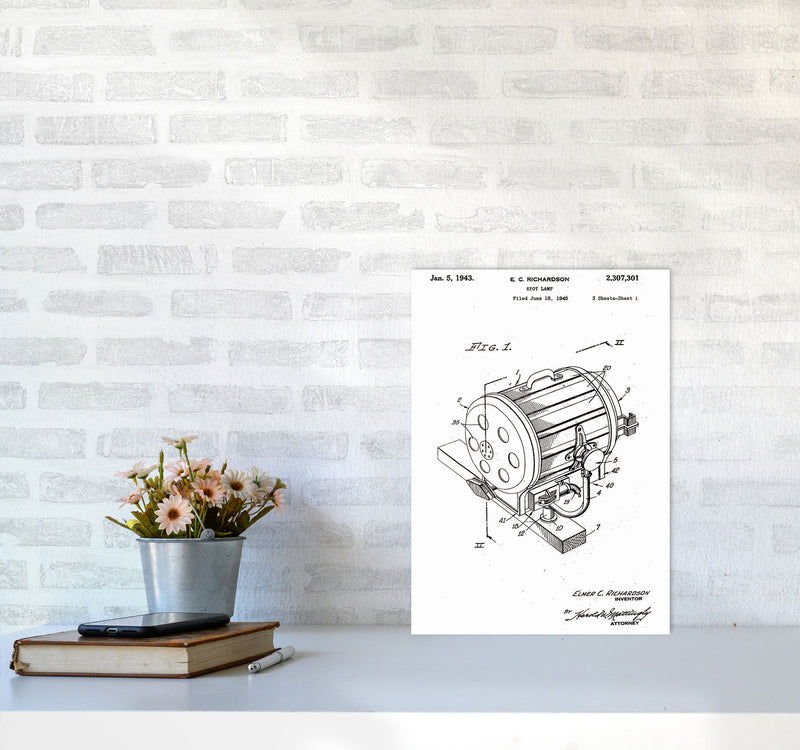 Cinema Spot Light Patent Art Print by Jason Stanley A3 Black Frame