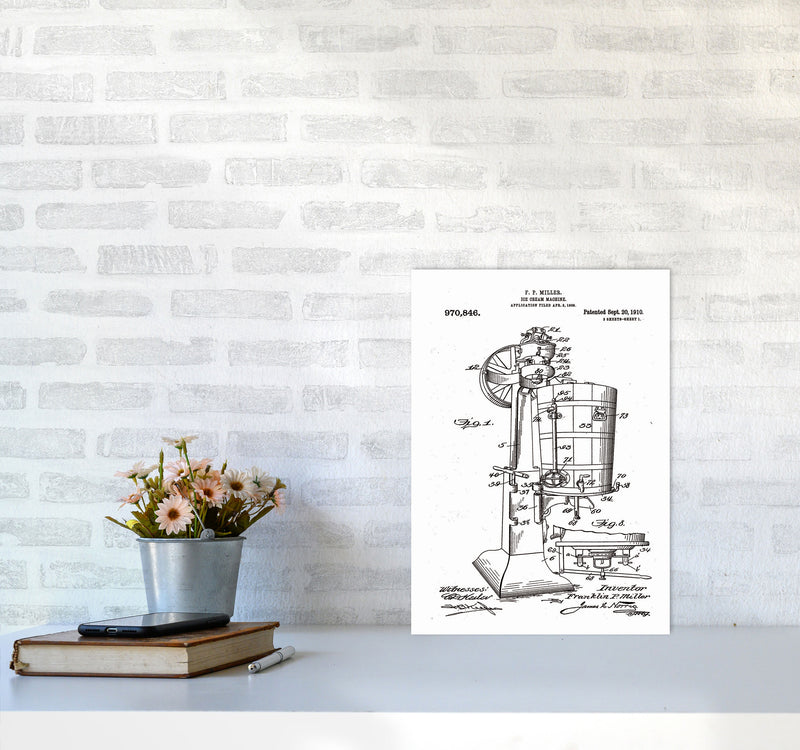 Ice Cream Machine Patent Art Print by Jason Stanley A3 Black Frame