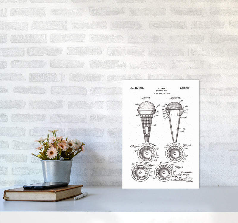 Ice Cream Cone Patent Art Print by Jason Stanley A3 Black Frame