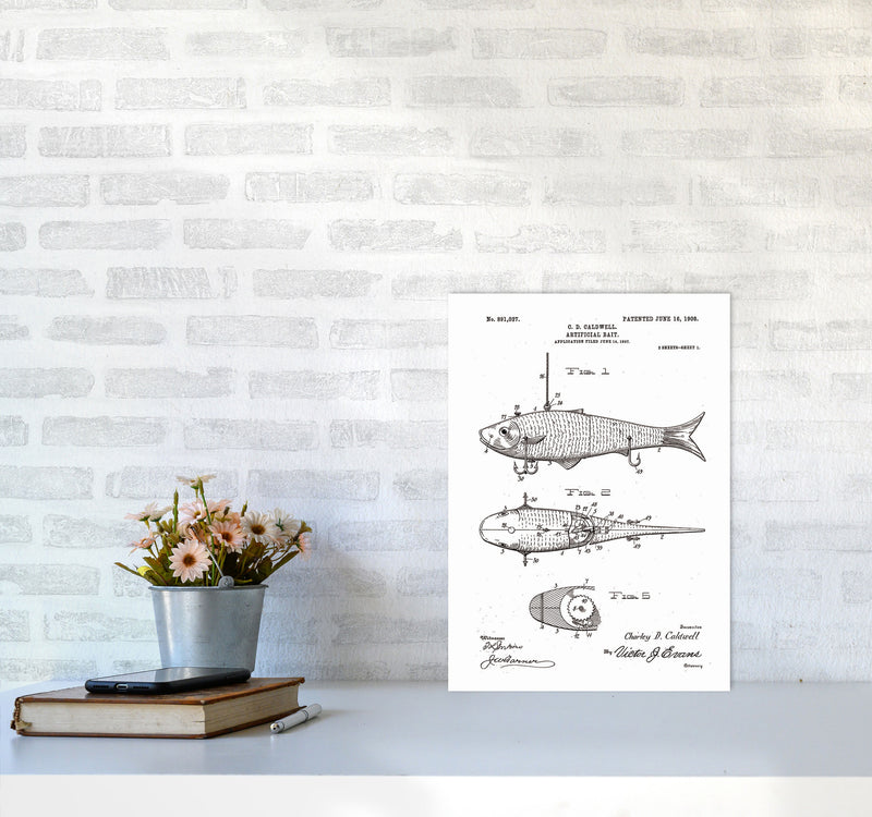 Fishing Lure Patent Art Print by Jason Stanley A3 Black Frame