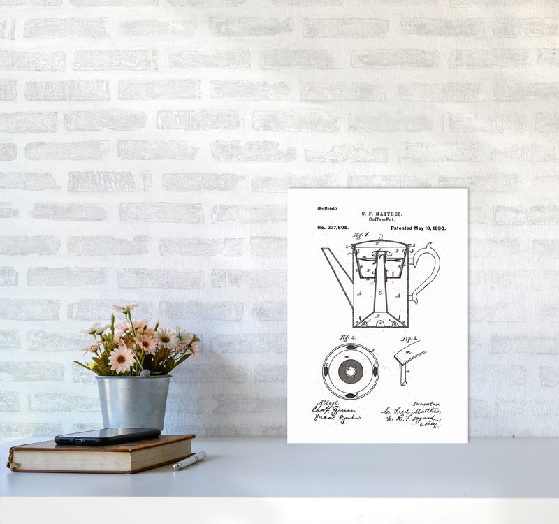 Coffee Pot Patent Art Print by Jason Stanley A3 Black Frame