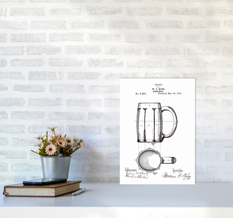 Beer Mug Patent 2 Art Print by Jason Stanley A3 Black Frame