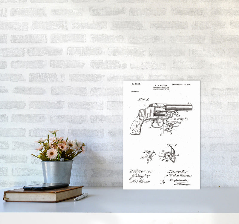 Revolver Patent Art Print by Jason Stanley A3 Black Frame