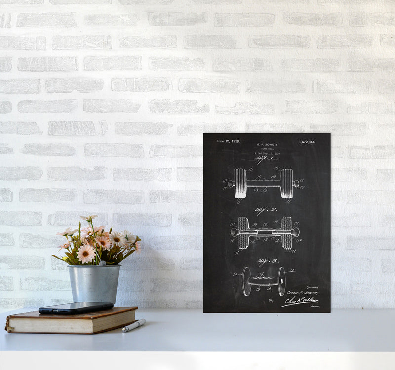 Dumbbell Patent Art Print by Jason Stanley A3 Black Frame