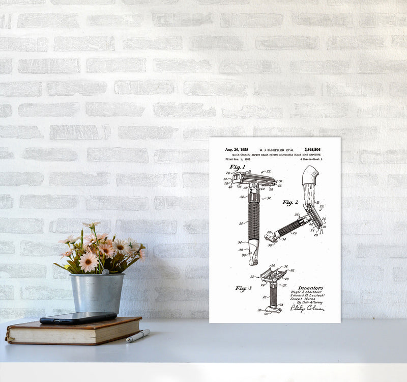 Razor Patent 2 Art Print by Jason Stanley A3 Black Frame