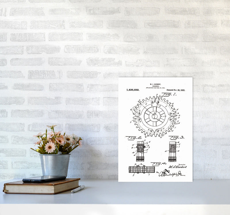 Cogwheel Patent Art Print by Jason Stanley A3 Black Frame