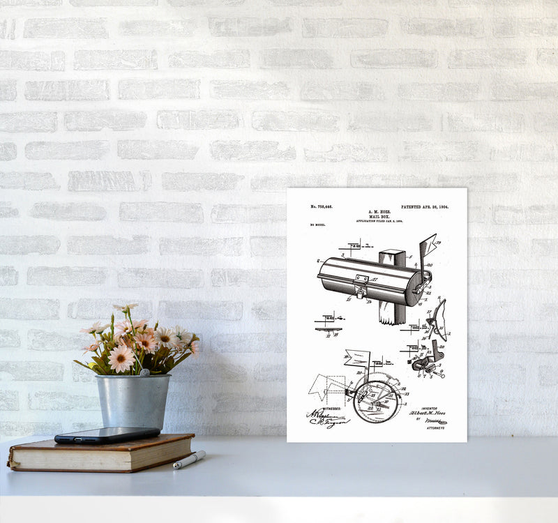 Mailbox Patent Art Print by Jason Stanley A3 Black Frame