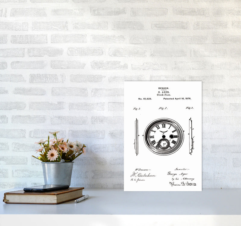 Clock Patent Art Print by Jason Stanley A3 Black Frame