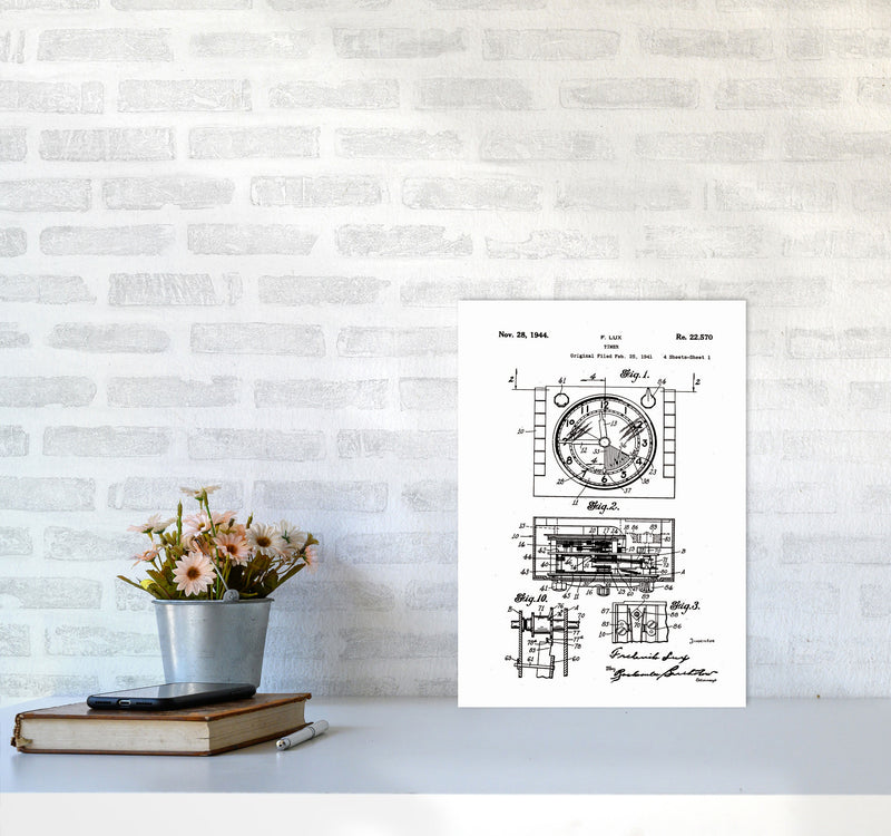 Timer Patent Art Print by Jason Stanley A3 Black Frame