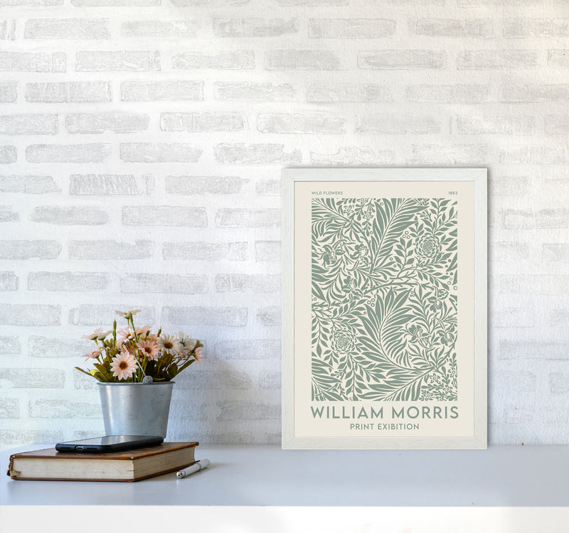 William Morris- Green Wild Flowers Art Print by Jason Stanley A3 Oak Frame