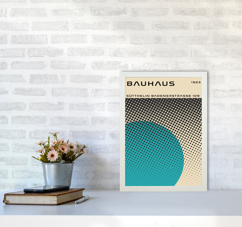 Bauhaus Geometric Teal Vibe II Art Print by Jason Stanley A3 Oak Frame