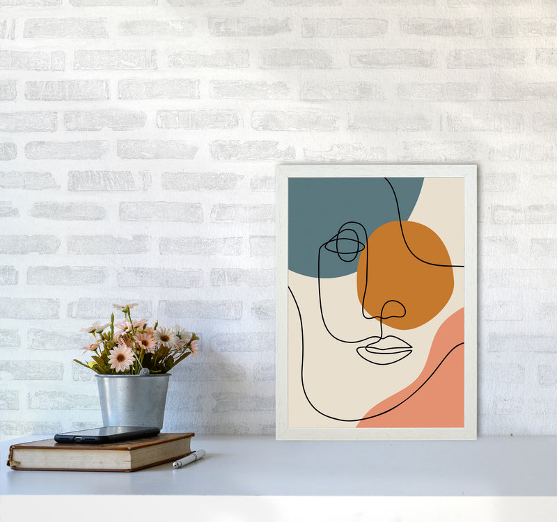 Abstract Face Line Drawing Art Print by Jason Stanley A3 Oak Frame