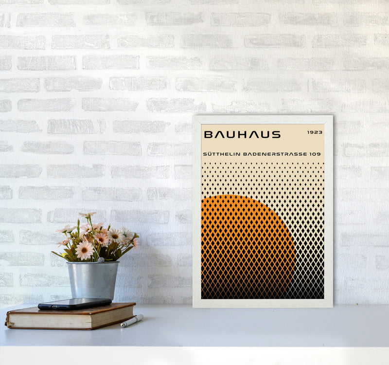 Bauhaus Geometric Yellow Art Print by Jason Stanley A3 Oak Frame