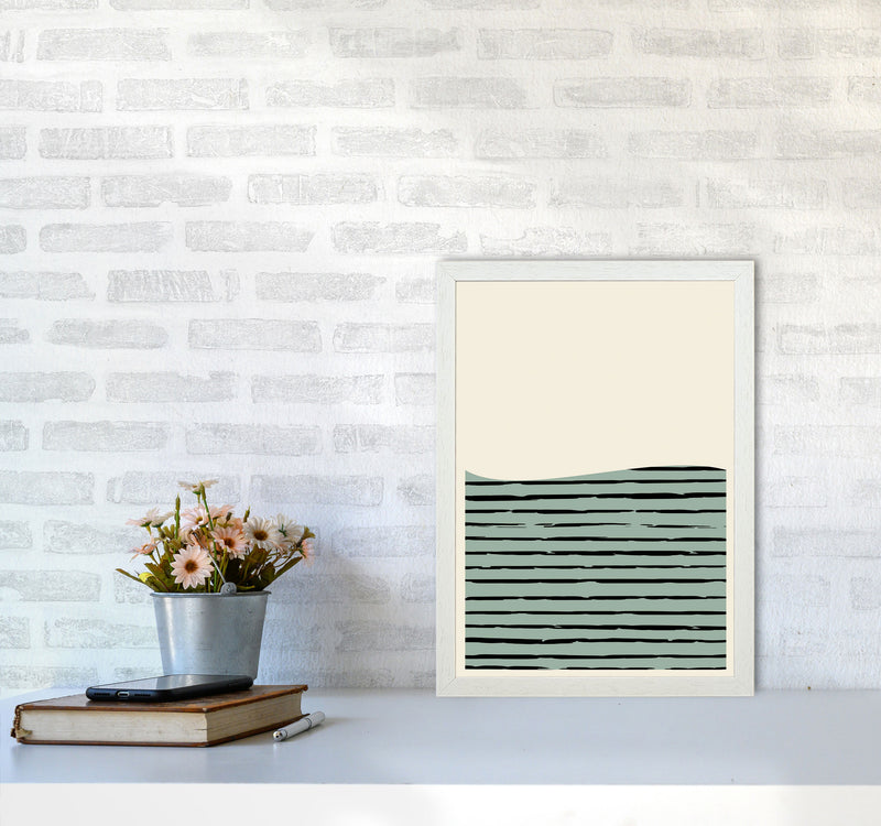 Green Minimal Midcentury Art Print by Jason Stanley A3 Oak Frame