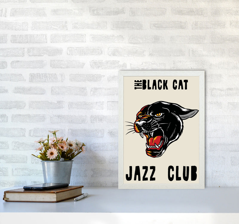 The Black Cat Jazz Club Art Print by Jason Stanley A3 Oak Frame