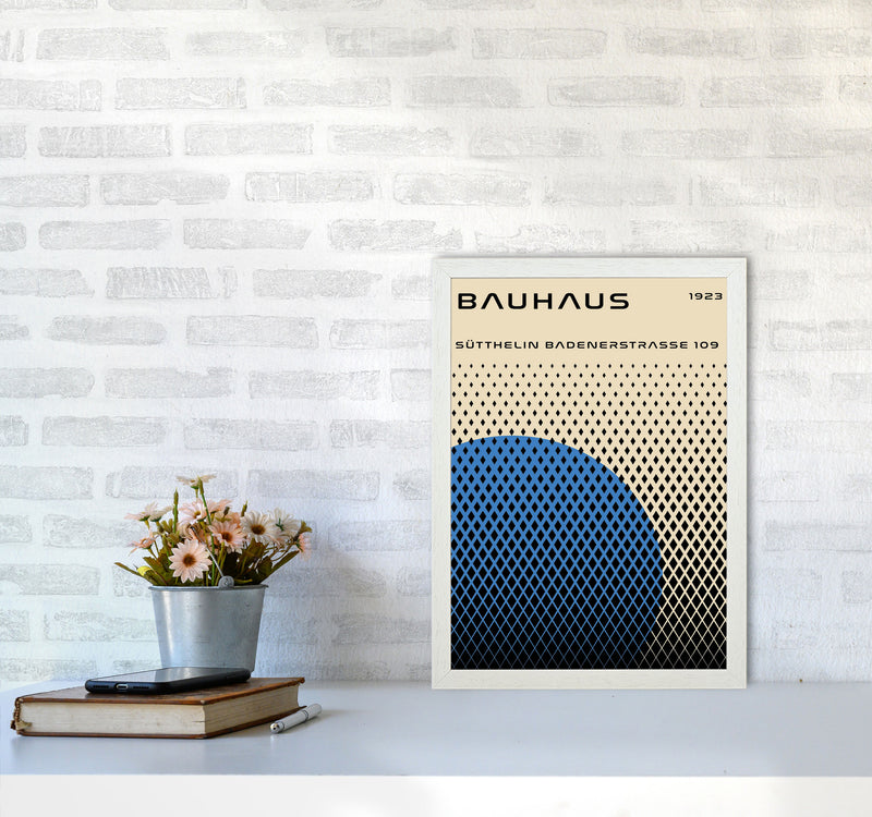 Bauhaus Geometric Blue Art Print by Jason Stanley A3 Oak Frame