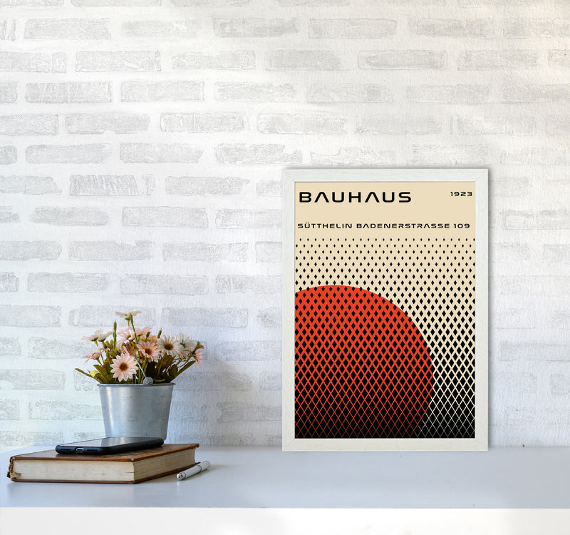 Bauhaus Geometric Red Art Print by Jason Stanley A3 Oak Frame