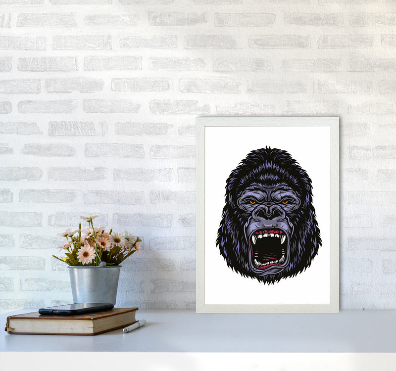 Gorilla Illustration Art Print by Jason Stanley A3 Oak Frame