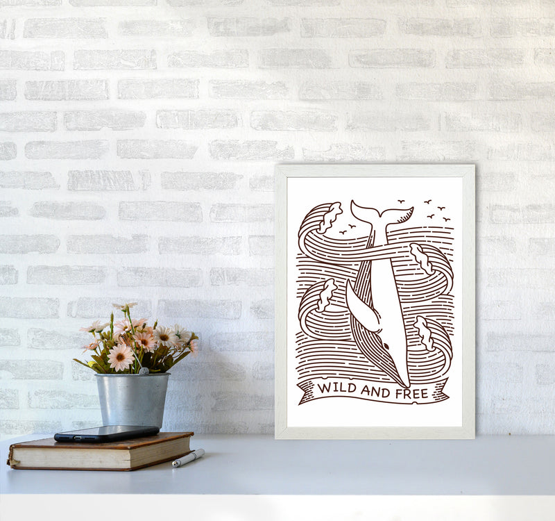 Wild And Free Whale Art Print by Jason Stanley A3 Oak Frame