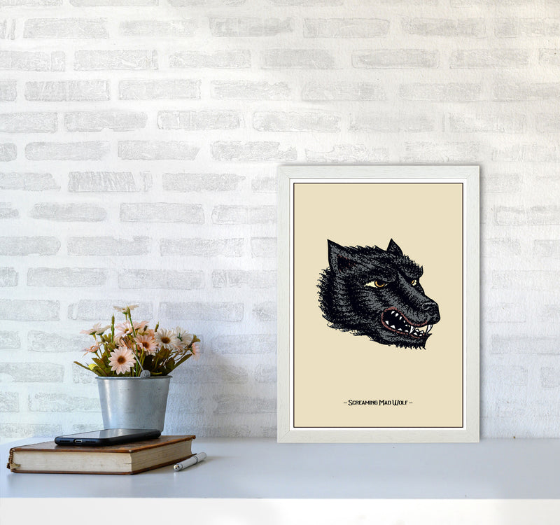 Screaming Mad Wolf Art Print by Jason Stanley A3 Oak Frame