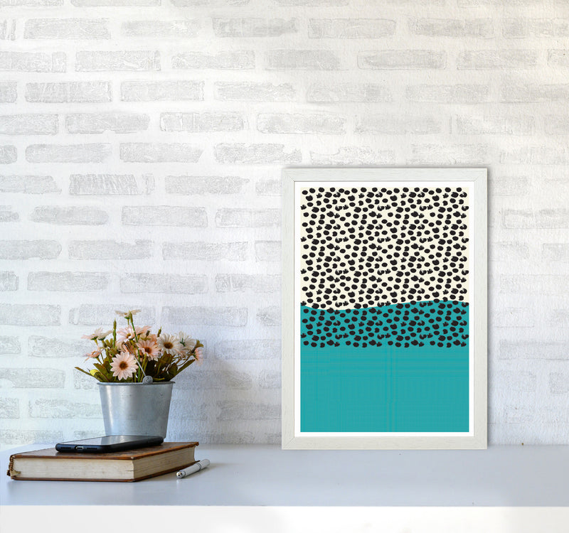 Blue Vibe Halftone Art Print by Jason Stanley A3 Oak Frame