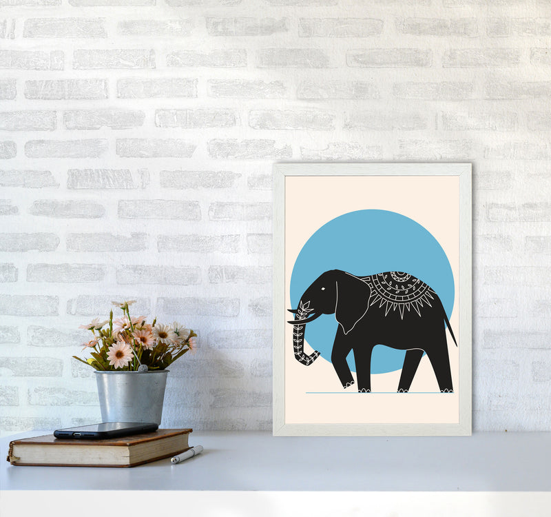 Elephant Moonlight Art Print by Jason Stanley A3 Oak Frame