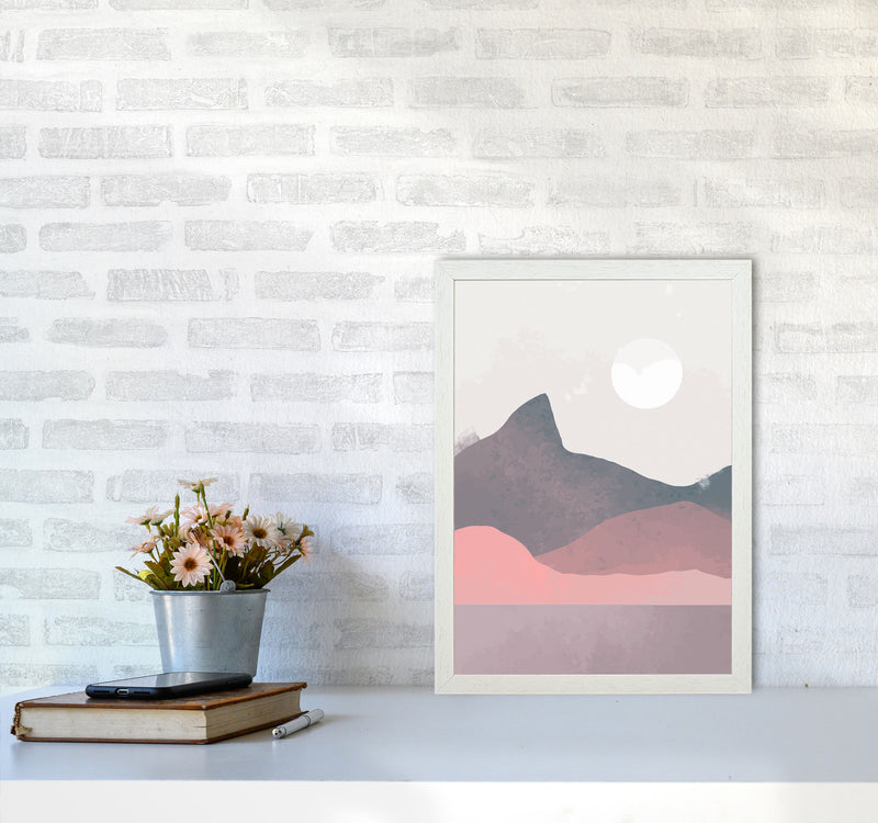 Minimal Landscape Art Print by Jason Stanley A3 Oak Frame