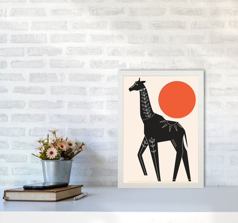 Giraffe In The Sun Art Print by Jason Stanley A3 Oak Frame