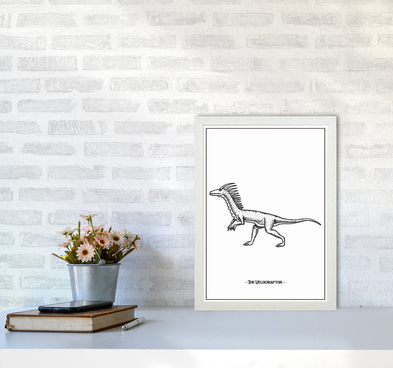 The Velociraptor Art Print by Jason Stanley A3 Oak Frame