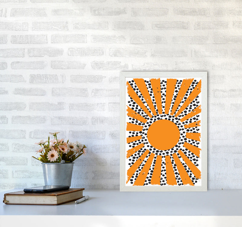 70's Inspired Sun Art Print by Jason Stanley A3 Oak Frame