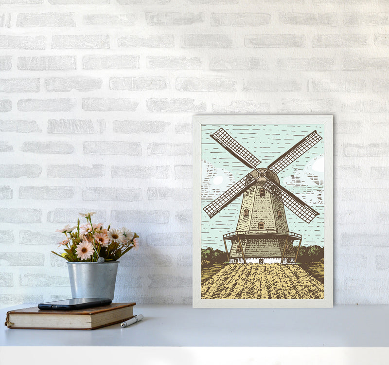 Vintage Windmill Art Print by Jason Stanley A3 Oak Frame