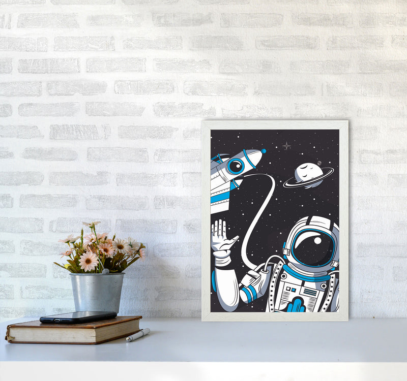 Hello From Space Art Print by Jason Stanley A3 Oak Frame