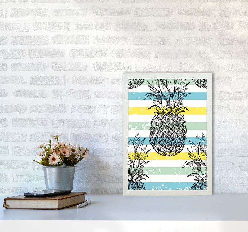 Pineapple Party Art Print by Jason Stanley A3 Oak Frame