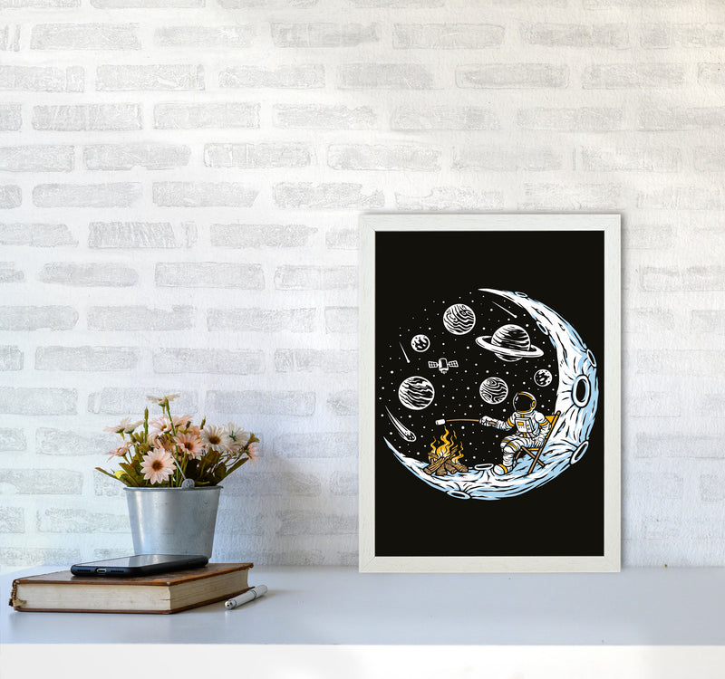 Moon Camp Vibes Art Print by Jason Stanley A3 Oak Frame