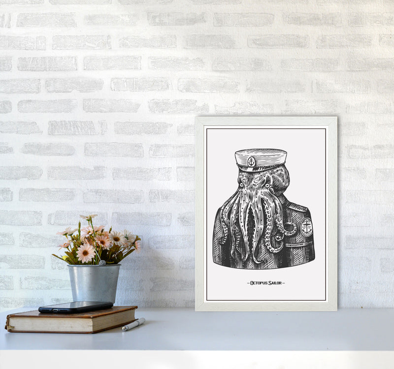 Octopus Sailor Art Print by Jason Stanley A3 Oak Frame