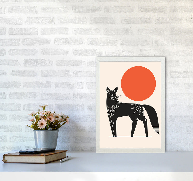 Fox And The Sun Art Print by Jason Stanley A3 Oak Frame