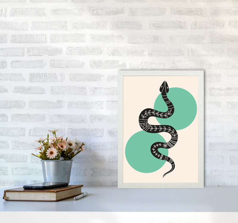 Abstract Snake Art Print by Jason Stanley A3 Oak Frame