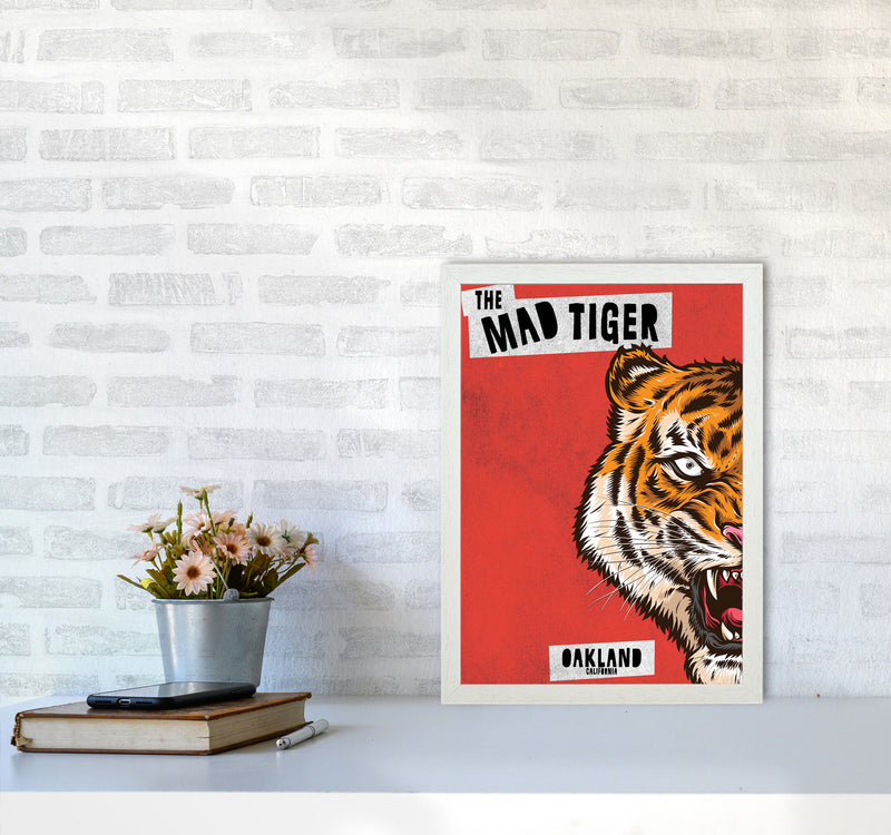 The Mad Tiger Art Print by Jason Stanley A3 Oak Frame