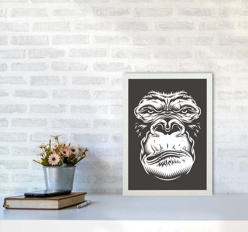 Close Up Ape Art Print by Jason Stanley A3 Oak Frame